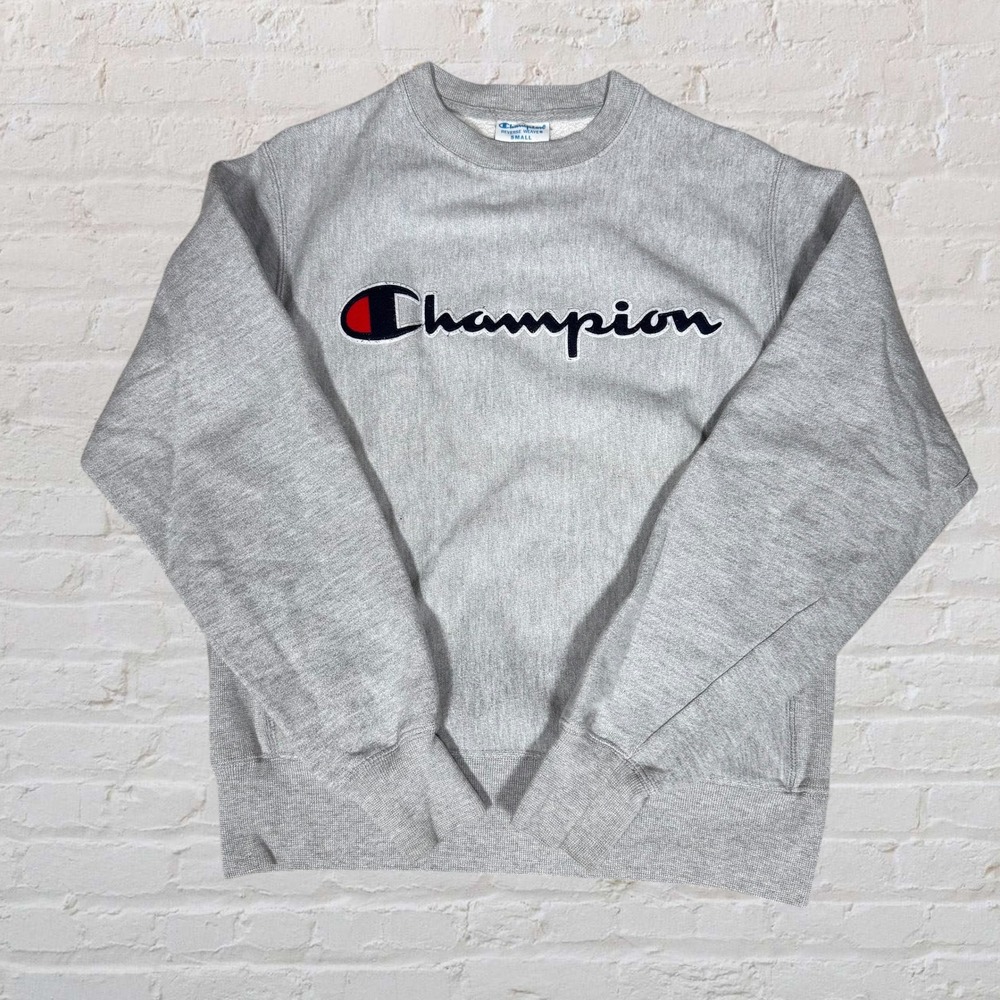 Champion Reverse Weave Crewneck Sweatshirt Heather Gray Small Vintage C logo